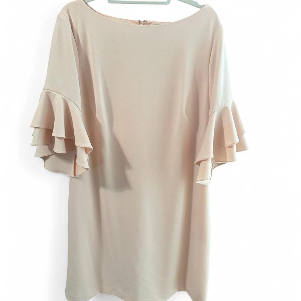 Lauren Ralph Lauren Rose Mist Ruffled Short Sleeve Dress Sz 18